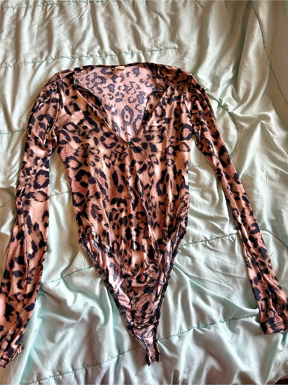 Leopard Print Long Sleeve Bodysuit